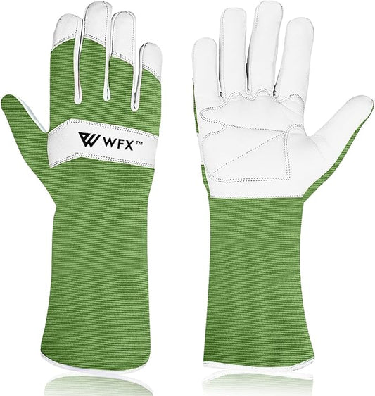 Long Gardening Gloves Leather Ladies Men Women Durable Goatskin Garden Gloves Forearm Thorn Proof Work