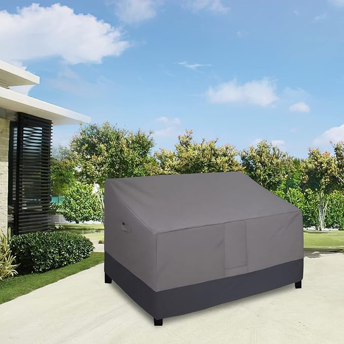 Easy-Going Waterproof Outdoor Loveseat, Heavy Duty Deep 2-Seater Patio Couch, Windproof Furniture Cover with Air Vent (58Wx40Dx31H inch, Gray/Dark Gray)