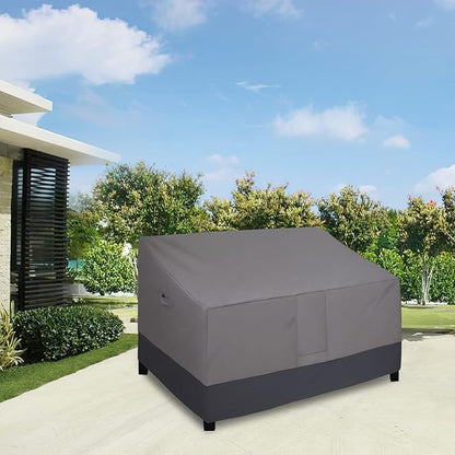 Easy-Going Waterproof Outdoor Loveseat, Heavy Duty Deep 2-Seater Patio Couch, Windproof Furniture Cover with Air Vent (58Wx40Dx31H inch, Gray/Dark Gray)