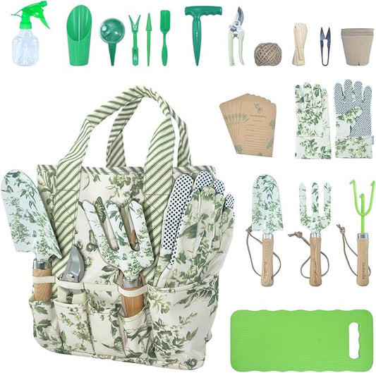 Gardenwind 32pcs Gardening Tools for Women Heavy Duty Gardening Tools Set with Fashion and Function, Water Proof Garden Tool Set, Gardening Gifts for Women
