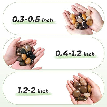 SIDONG 20 LB Mixed River Rocks, 0.4-1.2 Inches Highly Polished Pebbles for Indoor Plants, Decorative Stones for Plants, Fish Tank, Vases, Home Décor, Crafting, Garden Landscaping