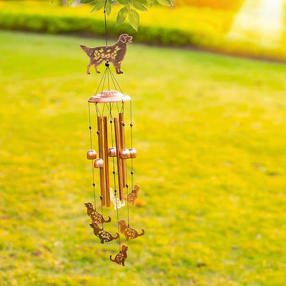 Golden Retriever Dog Wind Chimes Outdoor Dog Gifts for Women Mom Men Dad Unique Birthday Metal WindChimes for Outside/Indoors, Patio, Lawn, Yard, Home Decor, Outdoor Decor, Garden Decorations