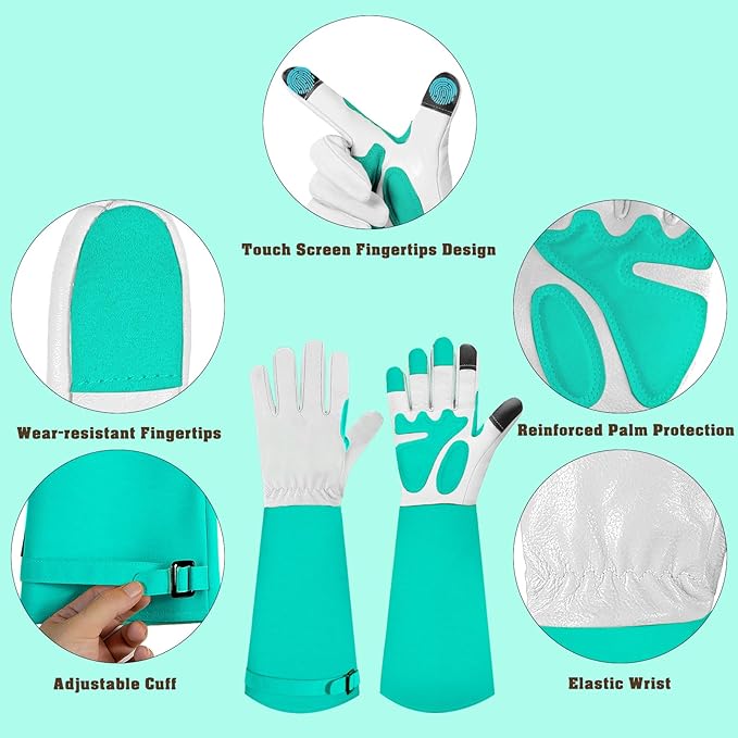 Long-Gardening-Gloves for Women/Men - Thorn Proof Rose Pruning Gloves Heavy Duty Gauntlet, Best Garden Gifts for Gardener-L