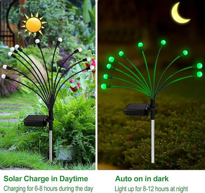 Kohlrabi Solar St Patricks Day Lights Outdoor, 4 Pack 32 LED Solar Green Firefly Lights Waterproof, Starburst Wind Swaying Light for Outside Yard Patio Planter Flower Bed Walkway Christmas Decoration