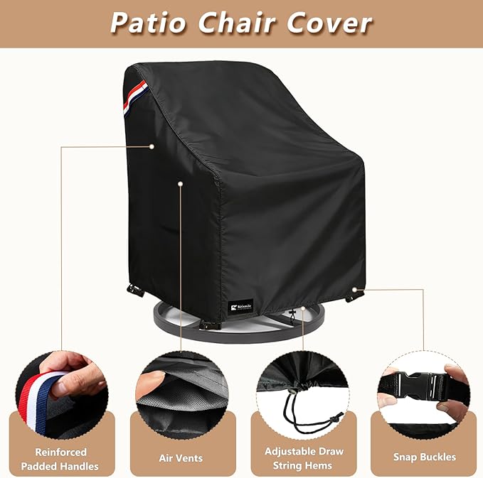 Outdoor Swivel Rocker Chair Cover 4 Pack, Waterproof Rocking Chair Covers, All-Weather Protection Outdoor Lawn Patio Furniture Covers for Patio Chair 35" W x 38" D x 32" H, Black