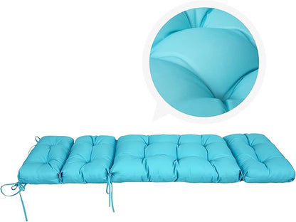ARTPLAN Outdoor Chasie Lounge Tufted Thick Cushion with Ties,Replacement Wicker Chair Cushion for Paito Fruniture,72x22x4inches,All Weather, Sky Blue