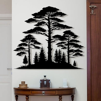 Metal Pine Tree Wall Art - Nature Decor, Christmas Pine Tree, Wall Hanging - 38"W x 34"H / 96 x 85 cm
