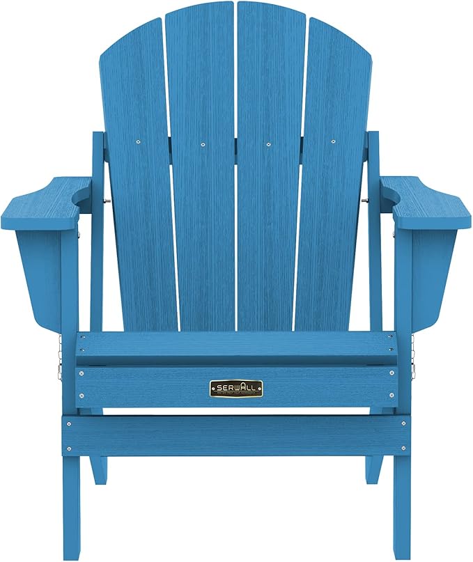 SERWALL Folding Adirondack Chair Set of 6 for Patio Garden Outdoors Fire Pit- Sapphire