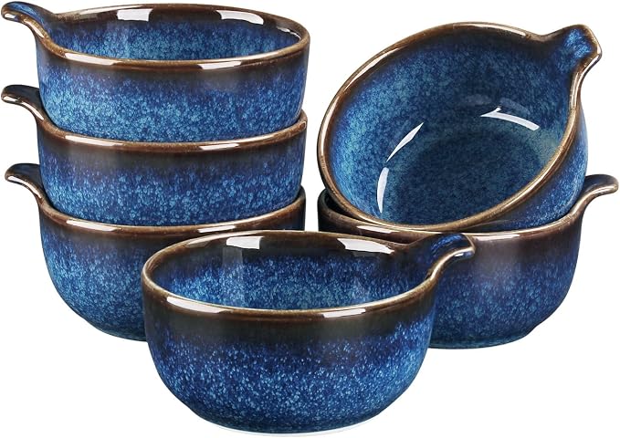 Ceramics Au Gratin baking Dishes Set of 6, Baking Tray Bake ware, 5.2 oz Ramekins, for Pie Pan, Appetizer, Tart, Dessert, Quiche, Oven Small dish, individual dishes