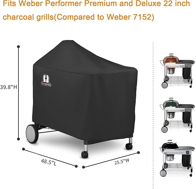 Grill Cover for Weber Performer Deluxe Charcoal, 22 Inch BBQ Covers, Heavy Duty Waterproof Accessories for Weber Performer Charcoal
