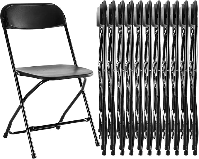 Sweetcrispy Folding Chair 12 Pack, Plastic Foldable Chairs with 330-Pound Capacity, Sturdy Metal Portable Chair, Easy to Use and Store, Outdoor and Indoor, for Home, Office, Party, Comfy, Black