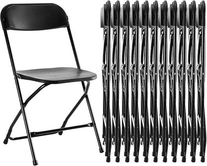 Sweetcrispy Folding Chair 12 Pack, Plastic Foldable Chairs with 330-Pound Capacity, Sturdy Metal Portable Chair, Easy to Use and Store, Outdoor and Indoor, for Home, Office, Party, Comfy, Black