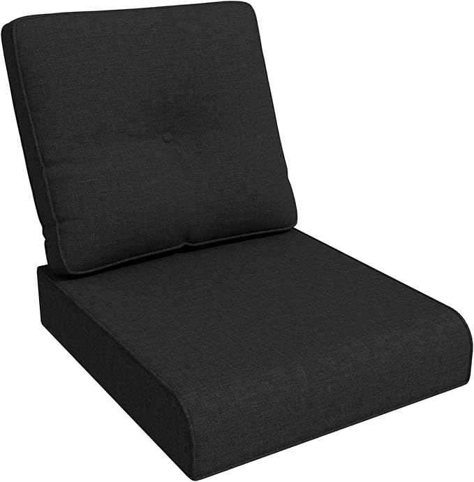 Outdoor Chair Cushions Set for Patio Furniture, 22x25/22x24 Inch, Waterproof & Fade Resistant Patio Chair Cushions, Thick Patio Furniture Cushion for Chair, Sofa, and Couch (Black, 1 Set)