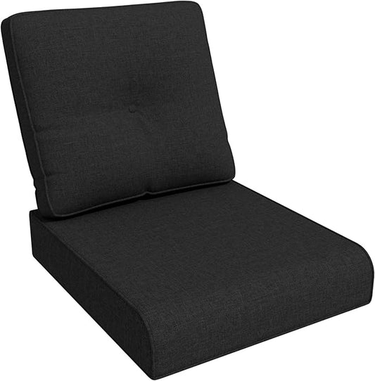 Outdoor Chair Cushions Set for Patio Furniture, 22x25/22x24 Inch, Waterproof & Fade Resistant Patio Chair Cushions, Thick Patio Furniture Cushion for Chair, Sofa, and Couch (Black, 1 Set)