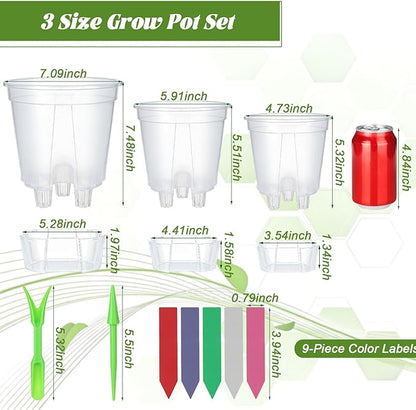 9 PCS Self Watering Pots for Indoor Plants Clear Nursery Pot with Drainage Holes Plastic Plant Pots and Deep Reservoir Bare Root Planter for Outdoor Plants and Flowers (4.73'', 5.91'', 7.09'')