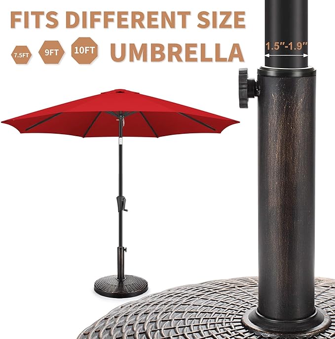 FLAME&SHADE 26lb Round Base Stand Weight for Patio Market Table Umbrella Outdoor, Bronze
