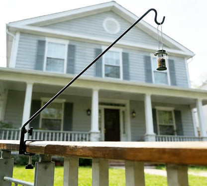 ERYTLLY Heavy Duty Deck Hook, Extensible and Adjustable Deck Hook with 2" Non Slip Horizontal Clamp for Hanging Bird Feeder, Plants, Suet Baskets,Wind Chimes,Lanterns and More