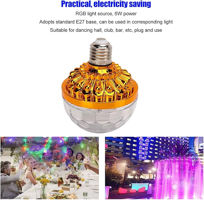 Garosa Color Rotating Bulb E27 RGB Color Changing Party LED Bulbs for Indoor Outdoor Parties, Photography US Plug 110‑240V