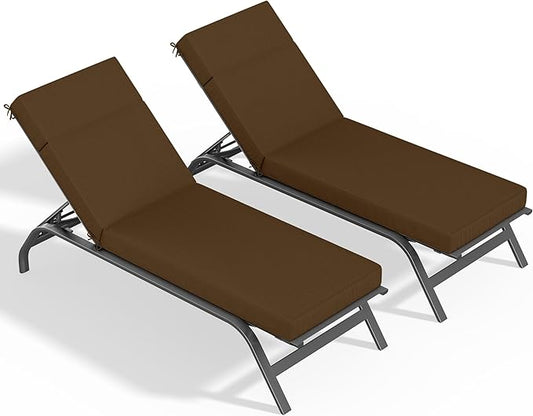 2 Pcs Chaise Lounge Cushions Outdoor, 80" L X 26" W X 4" D Lounge Chair Cushions for Outdoor Furniture, High-Density Foam Patio Chaise Cushion-Waterproof Fade-Resistant ThickPatio lounge chair cushion