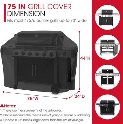 UNICOOK Heavy Duty Waterproof Barbecue Gas Grill Cover, 75-inch XX-Large BBQ Cover, Special Fade Resistant, Durable and Convenient, Fits Grills of Weber Char-Broil Nexgrill Brinkmann and More