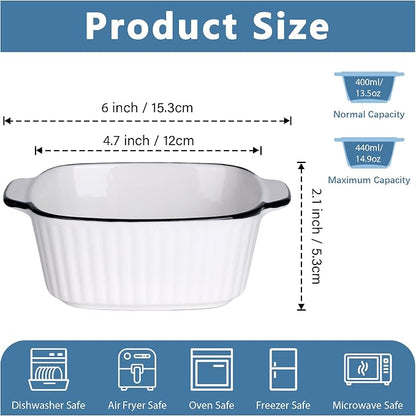 Mini Ceramic Baking Dishes Set Of 4-400ml Small Square Lasagne Dish For Air Fryer, Baking Dish, Pie Dishes For Oven - Small For Lasagne, Tiramisu, Baking Mould