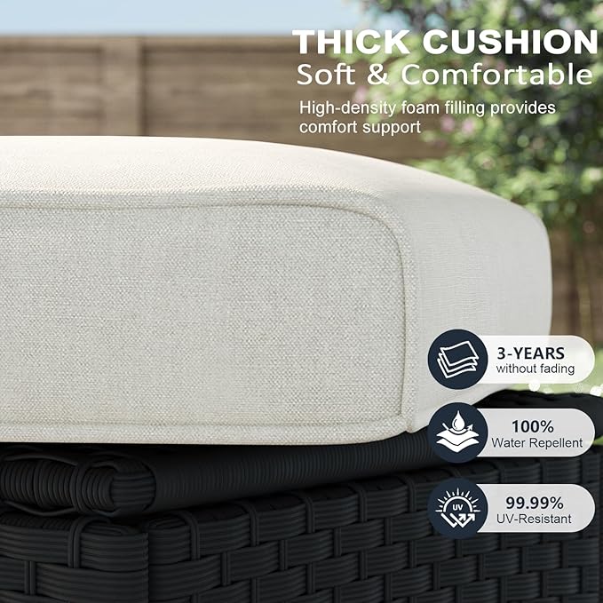 LayinSun 5 Piece Wicker Patio Furniture Set, Classis Outdoor Conversation 360 Degree Swivel Chairs Set with Coffee Table