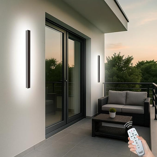 39 Inch Modern Outdoor Wall Lights, 3CCT Dimmable Outdoor Wall Sconce with Remote Control, IP65 Waterproof LED Long Exterior Linear Wall Light for House Garage(2 Pack)