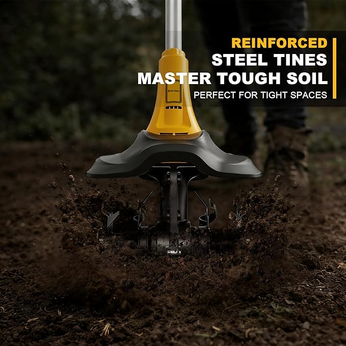 Cordless Garden Tiller Cultivator, Compatible with DeWalt 20V MAX Battery, 360 RPM High Torque, 9" Width x 7" Depth, Lightweight Garden Soil Tool for Weeding, Tool Only-Battery Not Included