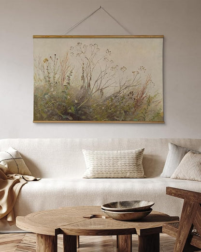 ARPEOTCY Extra Large Vintage Framed Wall Art, 36x54 Inch Farmhouse Retro Wildflower Field Botanical Landscape Hanging Wall Art, Rustic Canvas Home Decor Aesthetic for Living Room Bedroom Office