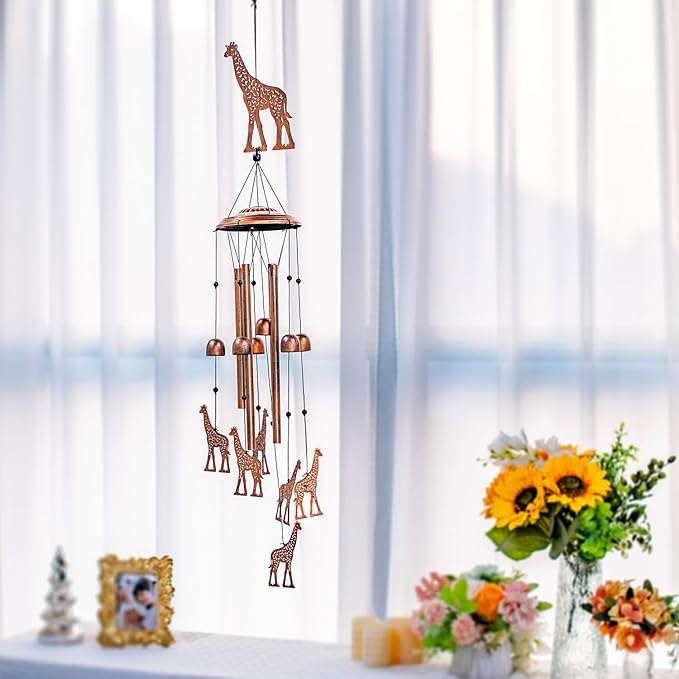 Giraffe Wind Chimes for Outside,Giraffe Gifts for Women Men/Memorial Gifts/Birthday Gift Metal windchimes Outdoors/Indoors,Garden Decor,Patio,Home,Porch,Yard Decorations