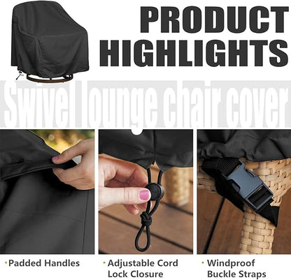 Outdoor Swivel Lounge Chair Cover 2 Pack,Waterproof Heavy Duty Outdoor Chair Covers, (39" W X 37" D X 38" H) Patio Furniture Cover for Swivel Patio Lounge Chair
