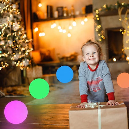 Censinda LED Glowing Ball Light, 10-Inch Cordless 16 Color Changing and 4 Light Modes Kids Night Light, Rechargeable and Dimmable Mood Lamp with Remote Control, Perfect for Home Yard Accent Decor