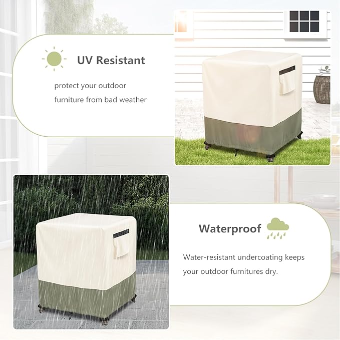 Outdoor Ottoman Cover 32 W x 32 D x 18 H inches,600D Heavy Duty Waterproof Patio Ottoman Cover,Patio End Table Covers