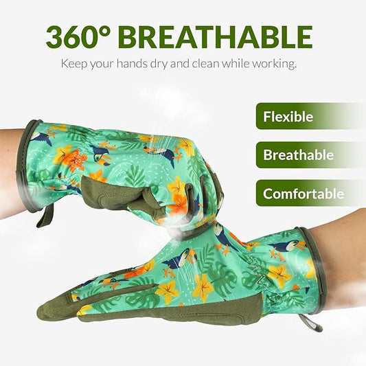 Baidast Gardening Gloves for Women, Breathable Leather Garden Gloves with Grip, Thorn Proof Work Gloves