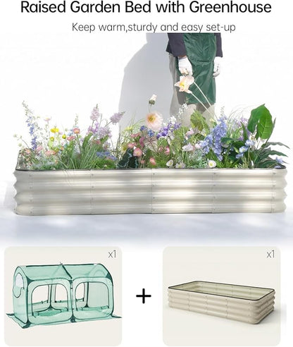 Pop up Tunnel Greenhouse Cover Plant Tent with 4x2FT Riased Garden Bed Set ,Raised Planter Box