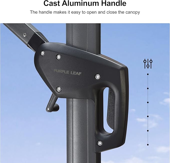 PURPLE LEAF 8 Feet Patio Umbrella Outdoor Cantilever Square Umbrella Aluminum Offset Umbrella with 360-degree Rotation for Garden Deck Pool Patio Taupe