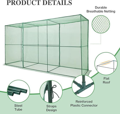 BPS Crop Cages for Garden Plant, 12x4x6 Ft Plant Netting Protection Tent with Zippered Door for Plants, Raised Garden Bed Cover with Frame for Vegetables, Fruits and Flowers