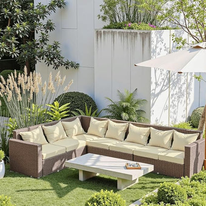 PatioGlow Outdoor Seat Cushion Set 22 x 24 x 4 Inch, Waterproof & Fade Resistant Patio Furniture Cushions with Removable Cover and Ties, Thick Deep Seating Pads for Outside Chair Sofa Couch, Yellow