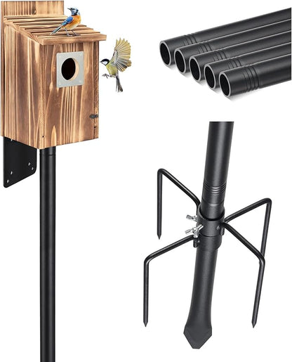 2 Pack Bird House Pole, Heavy-Duty Outdoor Bird Feeder Pole with Stable 5-Prong Base, 75” Adjustable Height, 1 Inch Dia Universal Mounting Stand for Yard Garden Bird Watching and Feeding