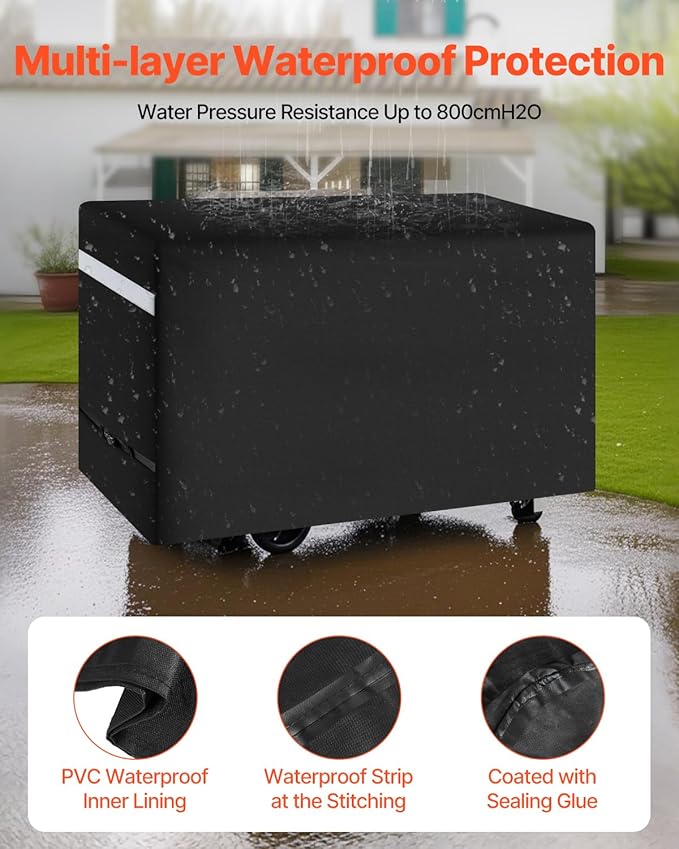 VEVOR Grill Cover, 59 inch BBQ Covers for Outdoor Grills, Waterproof, Fade Resistant, Weather Resistant Heavy Duty 600D Polyester, Easy On/Off, with Secure Buckles, Black