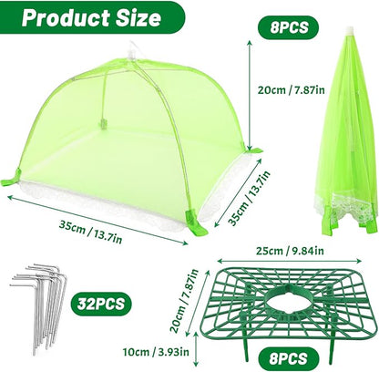 8 Sets Strawberry Plant Support with Mesh Plant Cover,Strawberry Growing Racks Sets with Iron Plant Nails for Garden Strawberry Vegetables