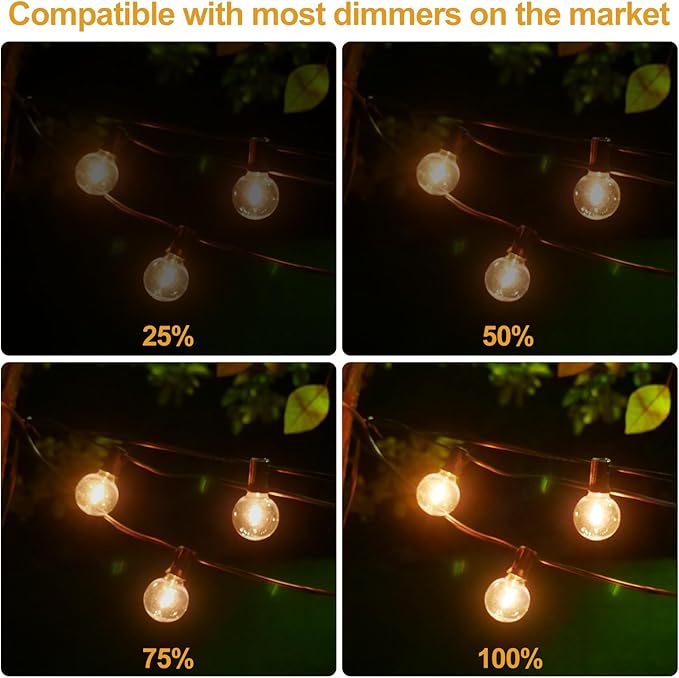 60FT LED Outdoor String Lights Patio Lights with 22 Shatterproof G40 Vintage Edison Bulbs, Outside Hanging Lights Waterproof for Porch, Deck, Garden, Backyard, Balcony