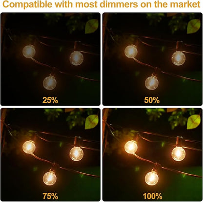 44FT LED Outdoor String Lights Patio Lights with 16 Shatterproof G40 Vintage Edison Bulbs, Outside Hanging Lights Waterproof for Porch, Deck, Garden, Backyard, Balcony