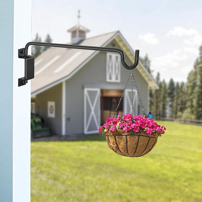 AILIN YELOKIE 16" 360° Swivel Plant Hanger (4-Pack) - Heavy Duty Solid Steel Wall Hook, 12-Directional Adjustable for Bird Feeders, Outdoor/Indoor Plants, Garden & Patio, Rust-Resistant Black