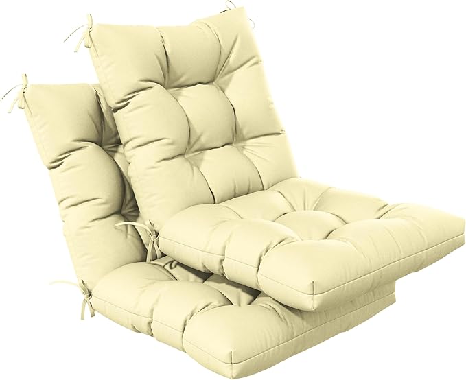 Patio Seat&Back Chair Cushions for Outdoor Furniture，Comfortable Cushions for Rocking/Dining/Lawn Chair-Set of 2