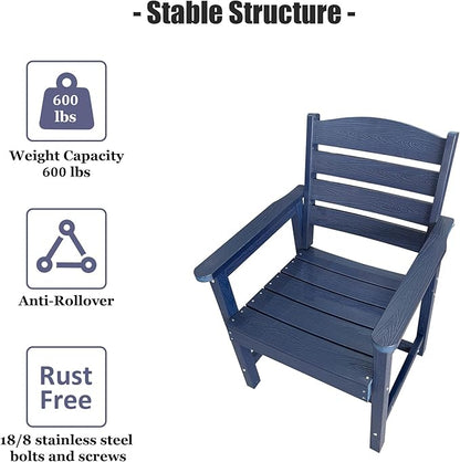 Poly Lumber Patio Dining Chair Set of Two, HIPS Outdoor Ladder Back Chair, Weather Resistant (Navy Blue, 2 Piece)