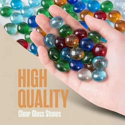 Houseables Glass Beads for Vases, Marbles for Vases, Glass Marbles, Colored Beads, Flat, Colored Gems, Filler, Crafts, Pebbles, Stones, Decorative Rocks, Plants, Florist, Floral, Fishbowl, 5 LB, 500PC