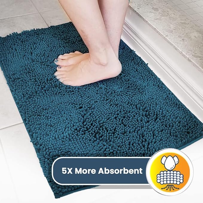 Muddy Mat® | Super Water Absorbent Door Mat Indoor, Microfiber Quick Dry Chenille Entryway Rug,Slip Resistant Front Door Mat,Indoor Mats for Entryway,Machine Washable Pet Rug, Atlantic Blue 26" x 42"