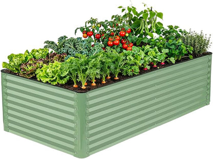 Galvanized Raised Garden Bed – 1 Pack 6x3x2 Ft Patented Leak-Proof Planter Box Outdoor Gardening Metal Raised Garden Beds Kits for Veggies, Herbs & Flowers (Green)
