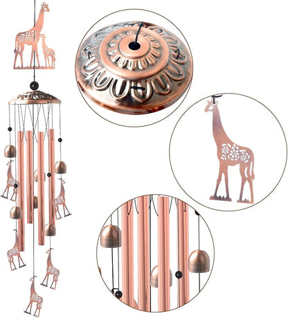 Giraffe Copper Wind chimesoutdoor, Gifts for All Father Husband Stepdad mom Grandma Aunt Daughte Friend dad, Mother Birthday Gift, Women Gardening Gifts,Windchime Outside, Perfect for Patio, Garden